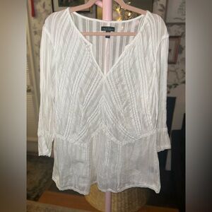 Ralph Lauren White Semi Sheer Women's Top